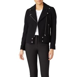 Club Monaco Dalliah Black Jersey Moto Jack with Silver Details | Size Small